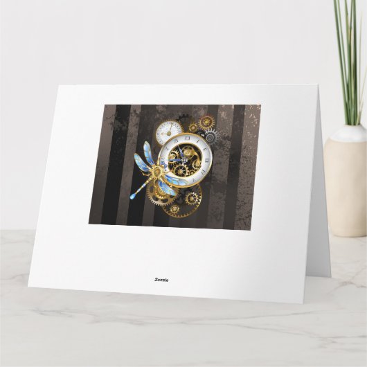 Steampunk-klok met mechanische dragonfly kaart (Achterkant)