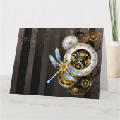 Steampunk-klok met mechanische dragonfly kaart (Voorkant)