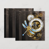 Steampunk-klok met mechanische dragonfly kaart (Voorkant / Achterkant)