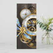Steampunk-klok met mechanische dragonfly kaart (Staand voorkant)
