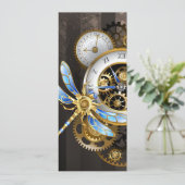 Steampunk-klok met mechanische dragonfly kaart (Staand voorkant)