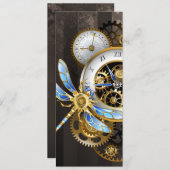 Steampunk-klok met mechanische dragonfly kaart (Voorkant / Achterkant)