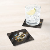 Steampunk-klok met mechanische dragonfly kartonnen onderzetters (Insitu)