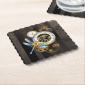 Steampunk-klok met mechanische dragonfly kartonnen onderzetters (Gebogen)