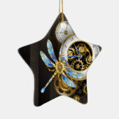 Steampunk-klok met mechanische dragonfly keramisch ornament (Rechts)
