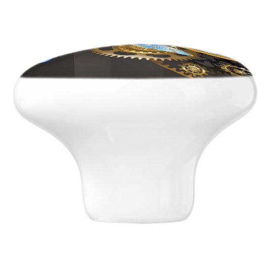 Steampunk-klok met mechanische dragonfly keramische knop (Zijkant)