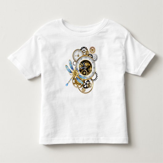 Steampunk-klok met mechanische dragonfly kinder shirts (Voorkant)