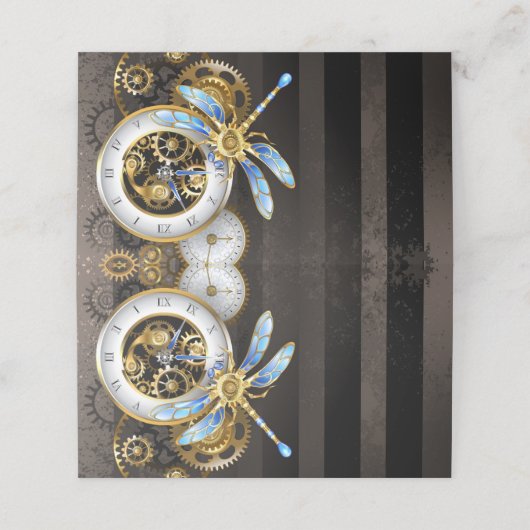 Steampunk-klok met mechanische dragonfly klantenkaartje (Buitenkant ongevouwen)