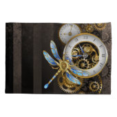 Steampunk-klok met mechanische dragonfly kussensloop (Achterkant-Links)