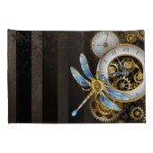 Steampunk-klok met mechanische dragonfly kussensloop (Achterkant-Rechts)