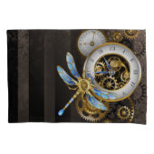 Steampunk-klok met mechanische dragonfly kussensloop (Voorkant-Links)