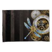 Steampunk-klok met mechanische dragonfly kussensloop (Voorkant-Rechts)
