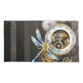 Steampunk-klok met mechanische dragonfly kussensloop (Achterkant-Links)