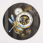 Steampunk-klok met mechanische dragonfly labels (Design 1)