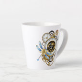 Steampunk-klok met mechanische dragonfly latte mok (Rechterhoek)