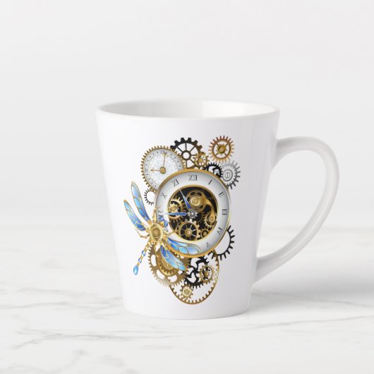 Steampunk-klok met mechanische dragonfly latte mok (Rechts)