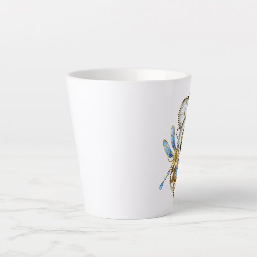 Steampunk-klok met mechanische dragonfly latte mok (Voorkant)