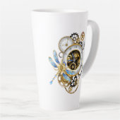 Steampunk-klok met mechanische dragonfly latte mok (Rechterhoek)