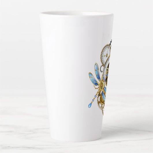 Steampunk-klok met mechanische dragonfly latte mok (Voorkant)