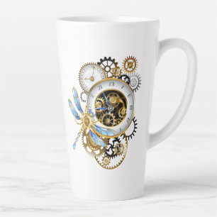 Steampunk-klok met mechanische dragonfly latte mok
