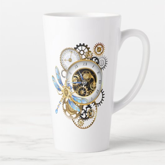 Steampunk-klok met mechanische dragonfly latte mok (Rechts)