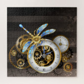 Steampunk-klok met mechanische dragonfly legpuzzel (Horizontaal)