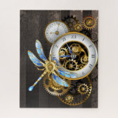 Steampunk-klok met mechanische dragonfly legpuzzel (Verticaal)