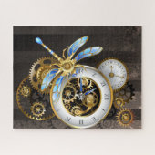 Steampunk-klok met mechanische dragonfly legpuzzel (Horizontaal)