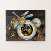 Steampunk-klok met mechanische dragonfly legpuzzel (Horizontaal)
