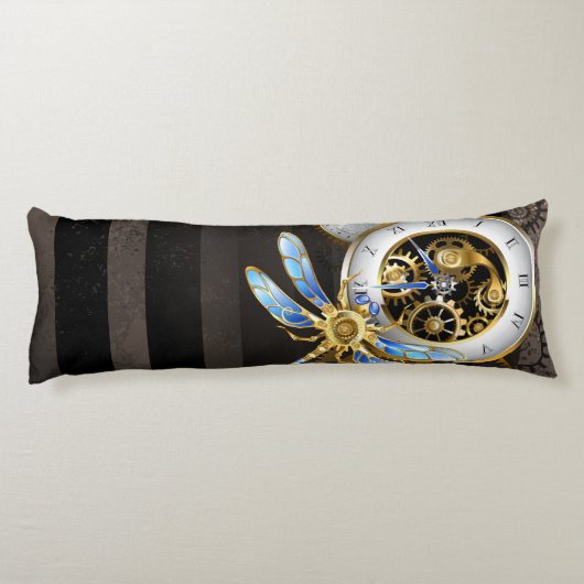 Steampunk-klok met mechanische dragonfly lichaamskussen (Achterkant)