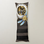 Steampunk-klok met mechanische dragonfly lichaamskussen (Achterkant (Verticaal))