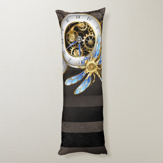Steampunk-klok met mechanische dragonfly lichaamskussen (Achterkant (Verticaal))