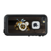 Steampunk-klok met mechanische dragonfly LifeProof iPhone hoesje (Achterkant (horizontaal))