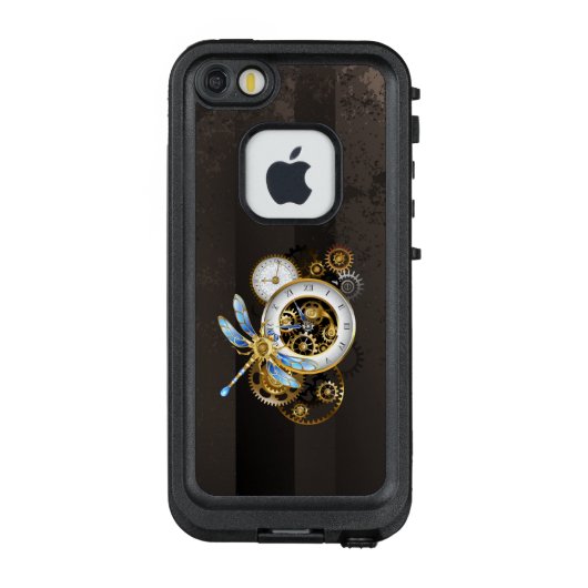 Steampunk-klok met mechanische dragonfly LifeProof iPhone hoesje (Achterkant)