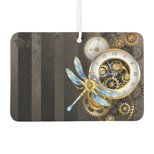 Steampunk-klok met mechanische dragonfly luchtverfrisser (Voorkant)