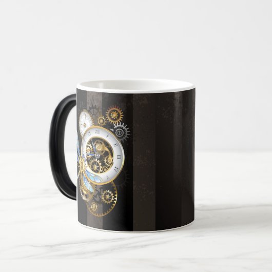 Steampunk-klok met mechanische dragonfly magische mok (Voorkant links)