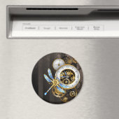 Steampunk-klok met mechanische dragonfly magneet (Insitu (Vaatwasser))