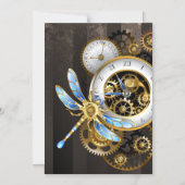 Steampunk-klok met mechanische dragonfly magnetische uitnodiging (Voorkant)