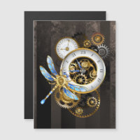 Steampunk-klok met mechanische dragonfly