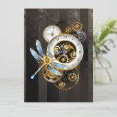 Steampunk-klok met mechanische dragonfly menu (Staand voorkant)