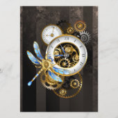 Steampunk-klok met mechanische dragonfly menu (Voorkant)