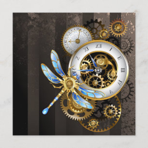 Steampunk-klok met mechanische dragonfly menu