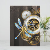 Steampunk-klok met mechanische dragonfly menu (Staand voorkant)