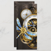 Steampunk-klok met mechanische dragonfly menu (Voorkant / Achterkant)
