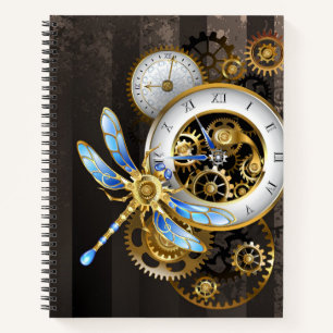 Steampunk-klok met mechanische dragonfly notitieboek