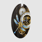 Steampunk-klok met mechanische dragonfly ornament (voorkant)
