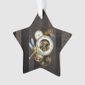 Steampunk-klok met mechanische dragonfly ornament (voorkant)