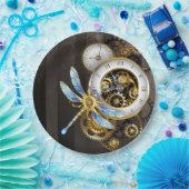 Steampunk-klok met mechanische dragonfly papieren bordje (Feest)