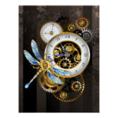 Steampunk-klok met mechanische dragonfly perfect poster (Voorkant)