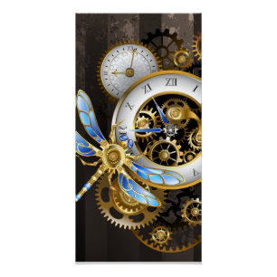 Steampunk-klok met mechanische dragonfly perfect poster